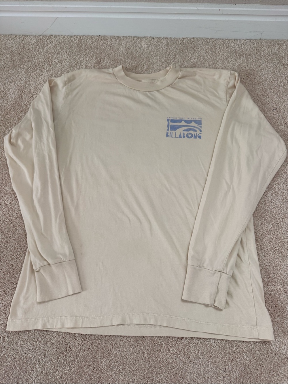Billabong Cream Long Sleeve Tee with Blue Logo